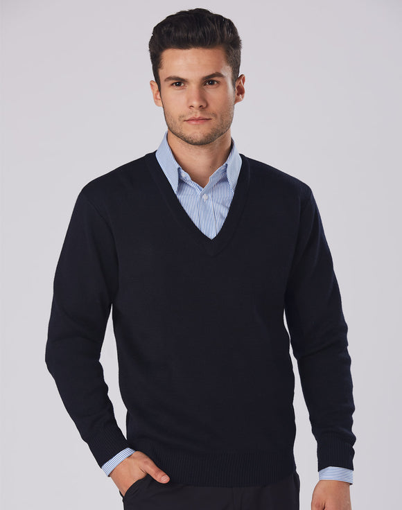 WJ01 V NECK WOOL/ACRYLIC KNIT JUMPER