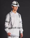 WT09HV MENS WHITE SAFETY SHIRT WITH X BACK BIOMOTION TAPE CONFIGURATION